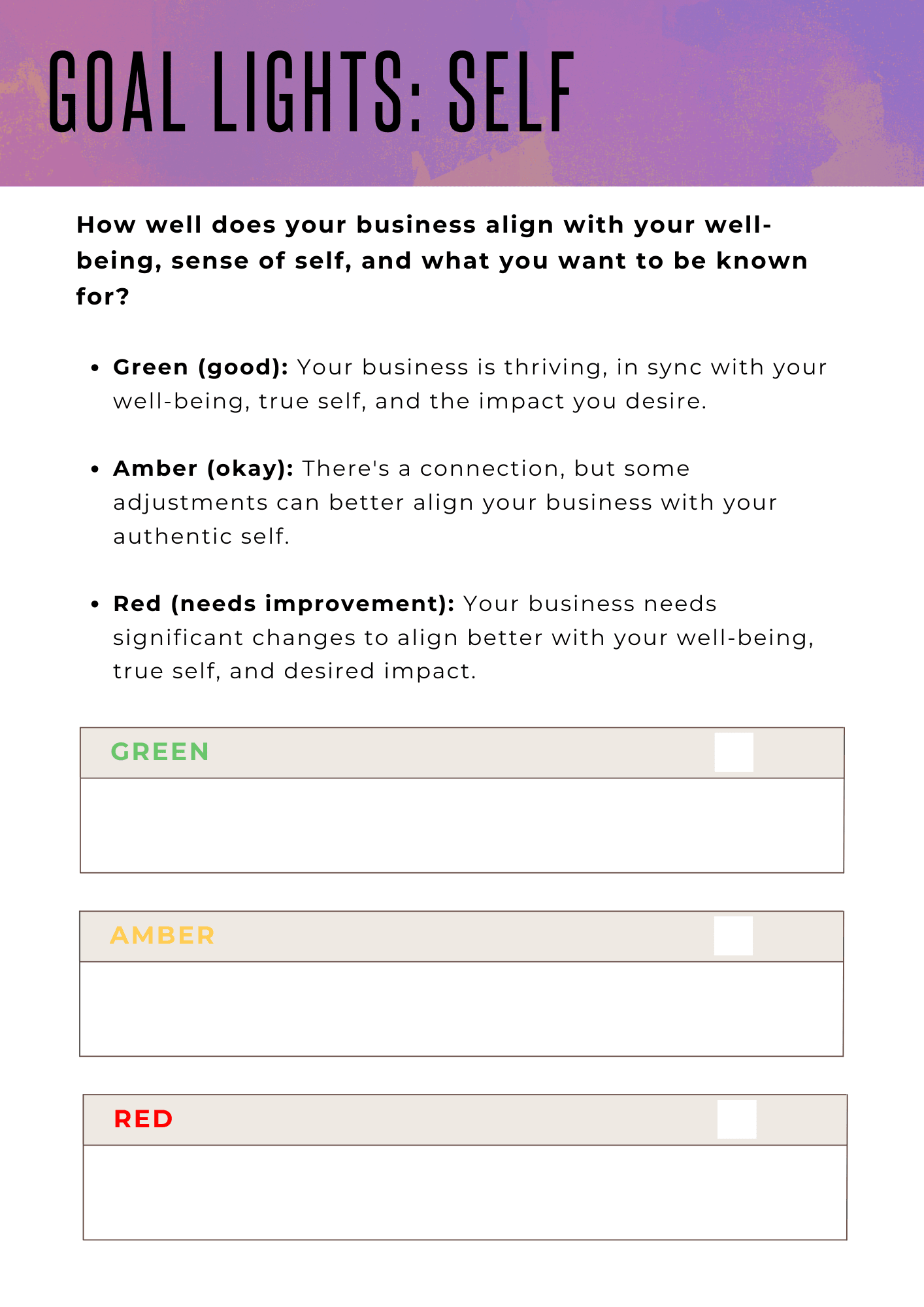 Quarterly Aligned Goals Workshop & Action Guide - The Living Business Project